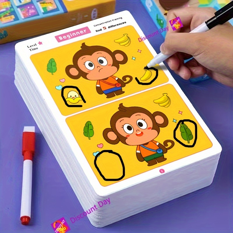 

A Fun Game Where You Find The Differences In Pictures, Educational Materials That You To Identify The Discrepancies, And Erasable Picture Cards.