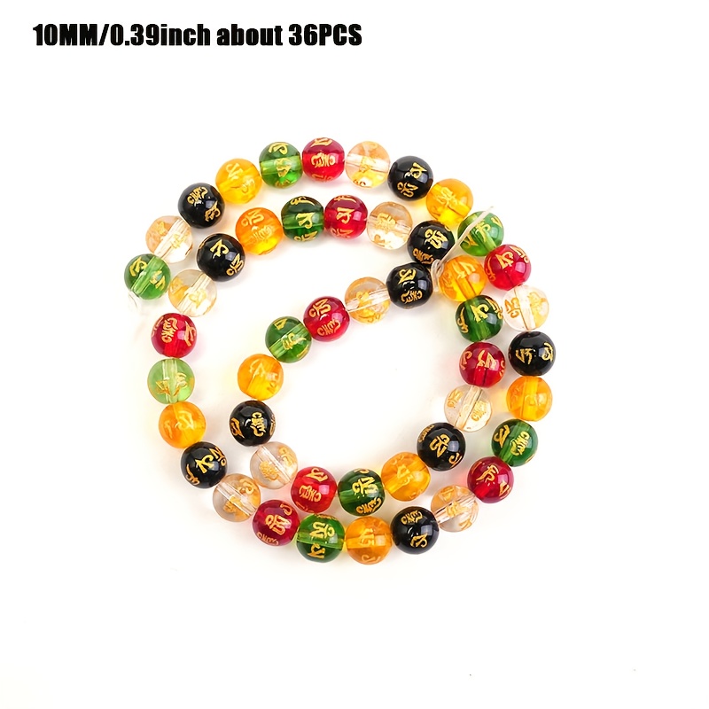 TEMU 1 Strand Of Natural Stone Colorful Mixed Carved Letter Spacer Beads, 6.8/10mm, 36-58pcs, For Jewelry Making Diy Bracelets, Craft Supplies, And