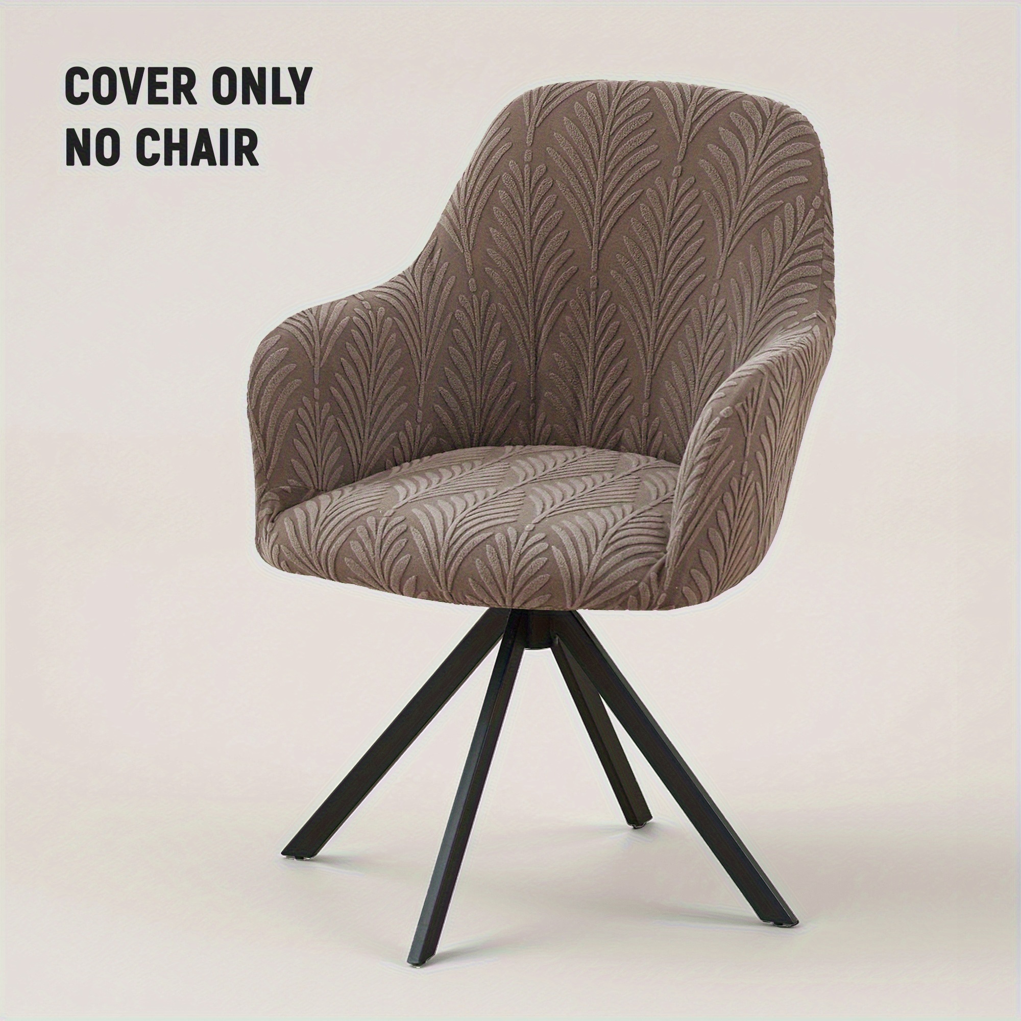 TEMU 1pc New Leaf Jacquard Full-coverage Curved Armrest Dining Chair Cover, Chair Cover, Cover Only No Chair
