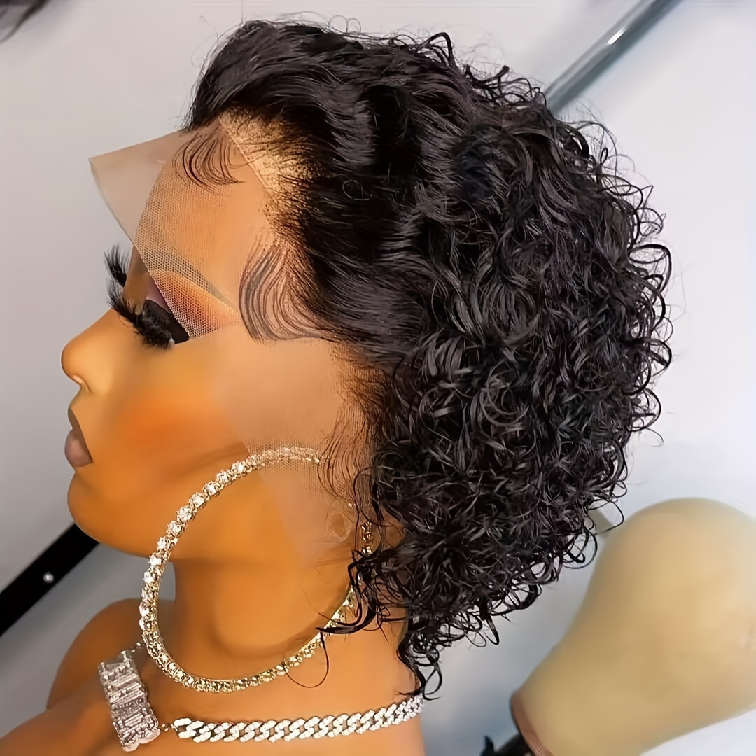 

Short Bob Wig Pixie Cut Wig Curly Human Hair Wigs For Women 13x1 Lace Front Preplucked Hairline Natural Looking For Daily Use