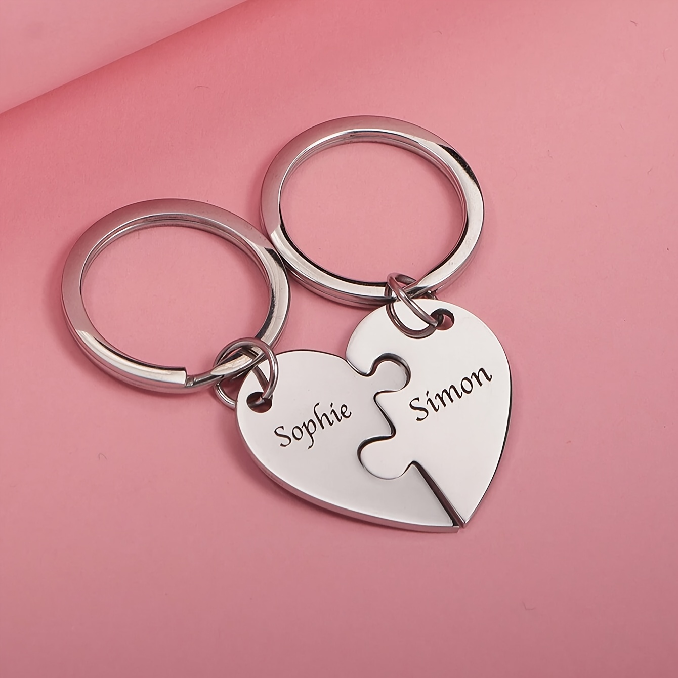 TEMU Personalized Heart-shaped Puzzle Keychain, A Valentine's Day Gift, Suitable For Everyday Wear, Featuring A Cute And Minimalist Style,
