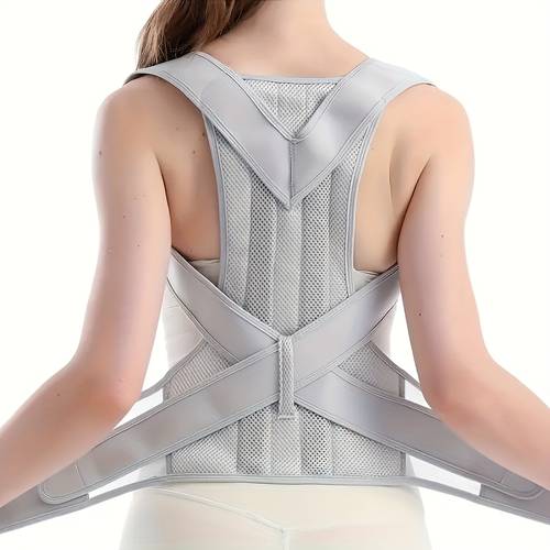 adjustable unisex back brace posture full back support for upper lower posture provides lumbar support adjustable straps mesh back panel for gray