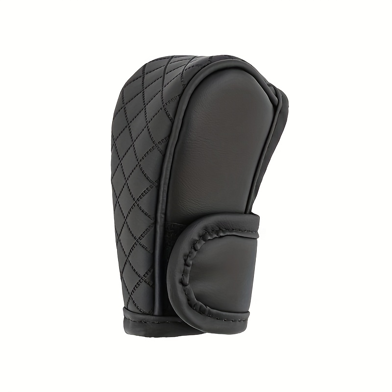 Image of 1pc Car Gear Shift Knob Cover Universal Pu Leather Non-slip Black Auto Parts Protective Driving Control Cover Car Shift Handle Cover