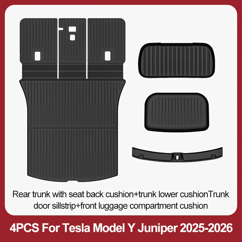Image of Suitable For 2025-2026 For For Performance Edition 5-seater Left-hand Drive Version, Tpe Material 1pc Trunk Mat 3pcs Set With Free Tailgate Mat, Anti-slip And Wear-resistant, , Use, Protects Your Car