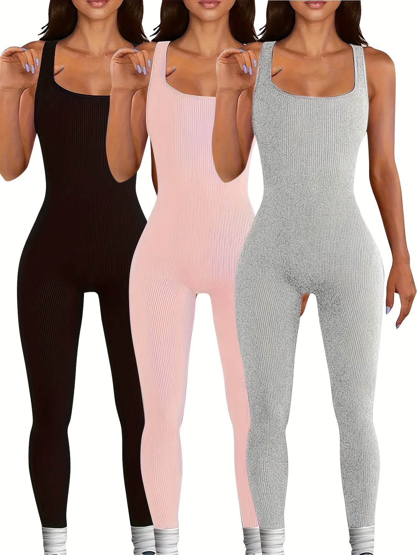 Super Stretchy Slim Fit Yoga Jumpsuits With Half Zipper Padded