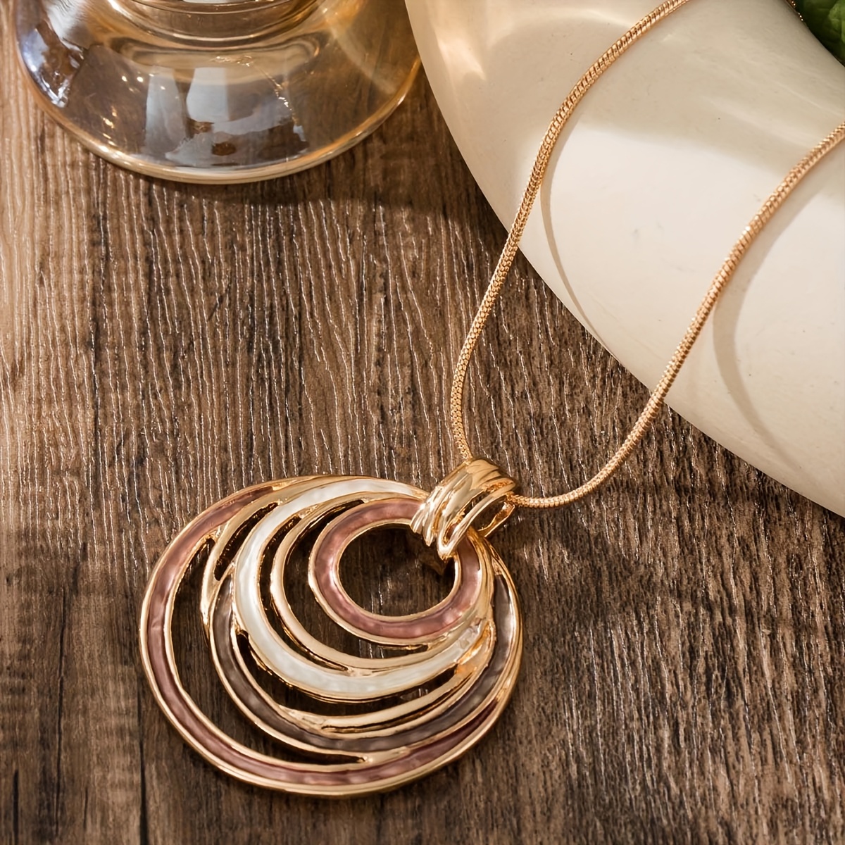 Image of A Ladies' Pendant Plated With Kc Golden And Pink Is Gorgeous , Perfect For The Workplace Or Formal Occasions As A Gift For A Goddess's Best Friend