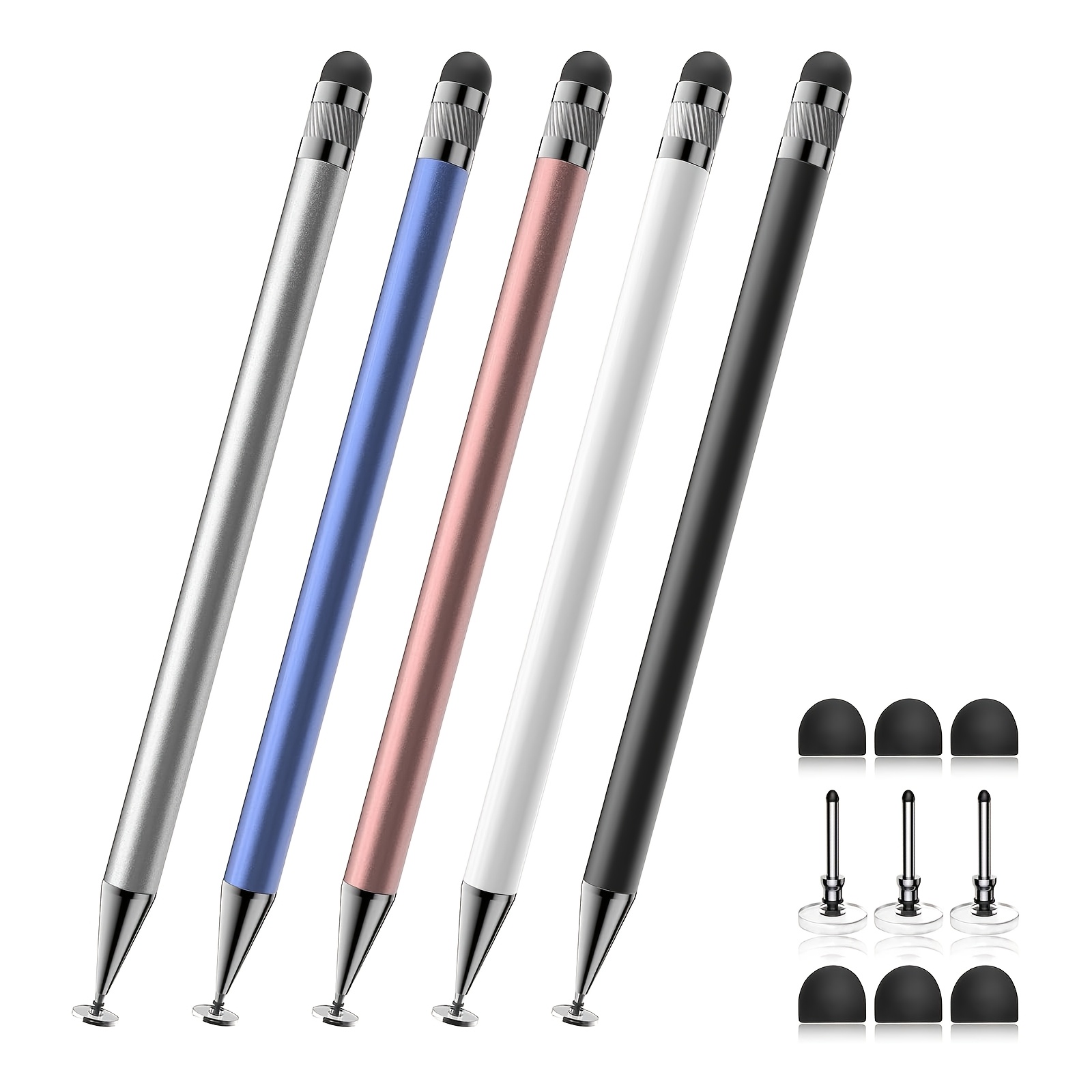 TEMU Un set di 5 penne stilo, 2-in-1 adatte per touchscreen, con precisione e sensibilit�, compatibili con iPhone/iPad/tablet e adattabili a tutti i