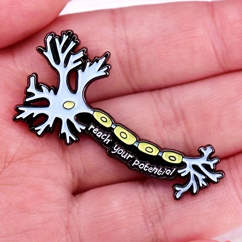 

'reach Your Potential' Brooch For Men, Neuron Cell Science Emblem Pin For Backpack Hat Clothes