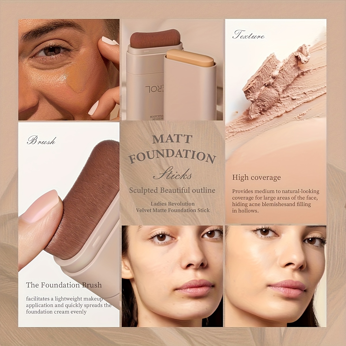 Korean Foundation Stick Mit Integrierter Bürste – Voll Deckend, Wasserfest & Hydratisierend | 20 G | Für Natürlichen Teint