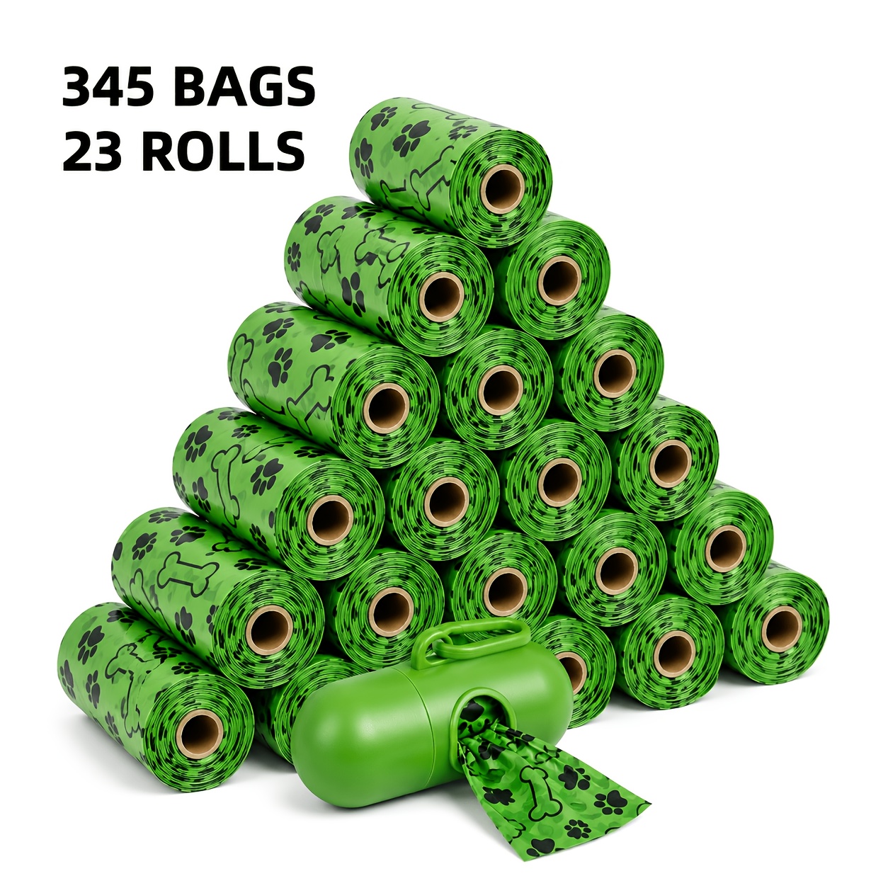 TEMU 345pcs Dog Poop Bags, 23 Rolls (13 Rolls X 195pcs) Waste Bags With Capsule Dispenser, Thick Leak-resistant Easy-tear Bags For Dog Walking &