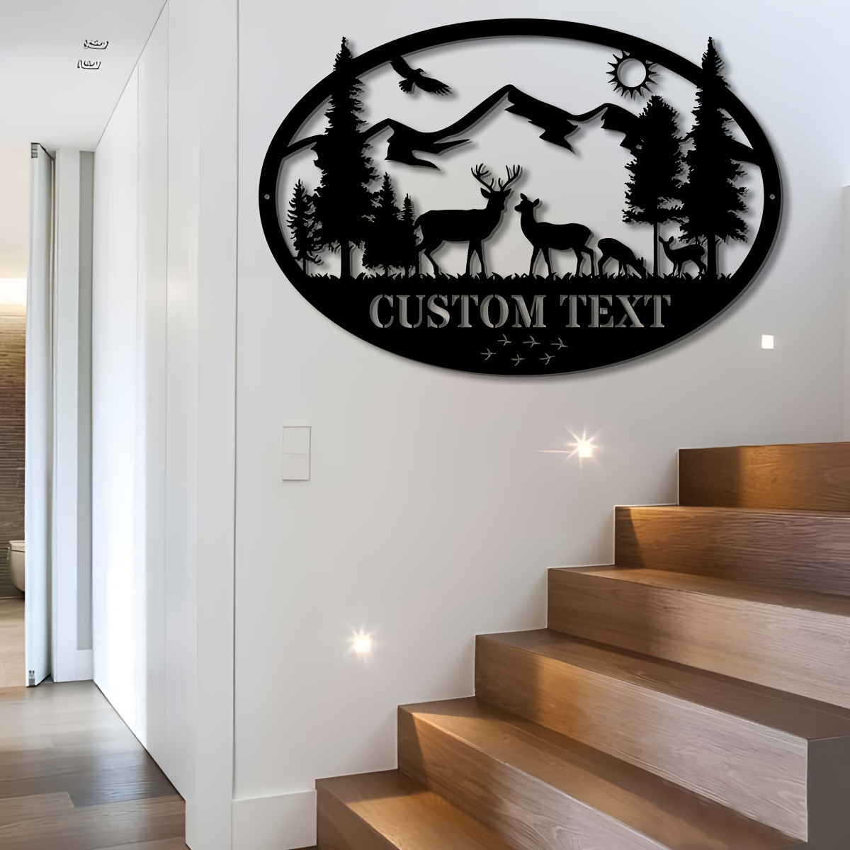 TEMU 1pc Customized Outdoor Hunting Deer Metal Wall Art, Personalized Metal Sign For Outdoor Hunting Deer, Farmhouse Kitchen Wall Decoration, Living
