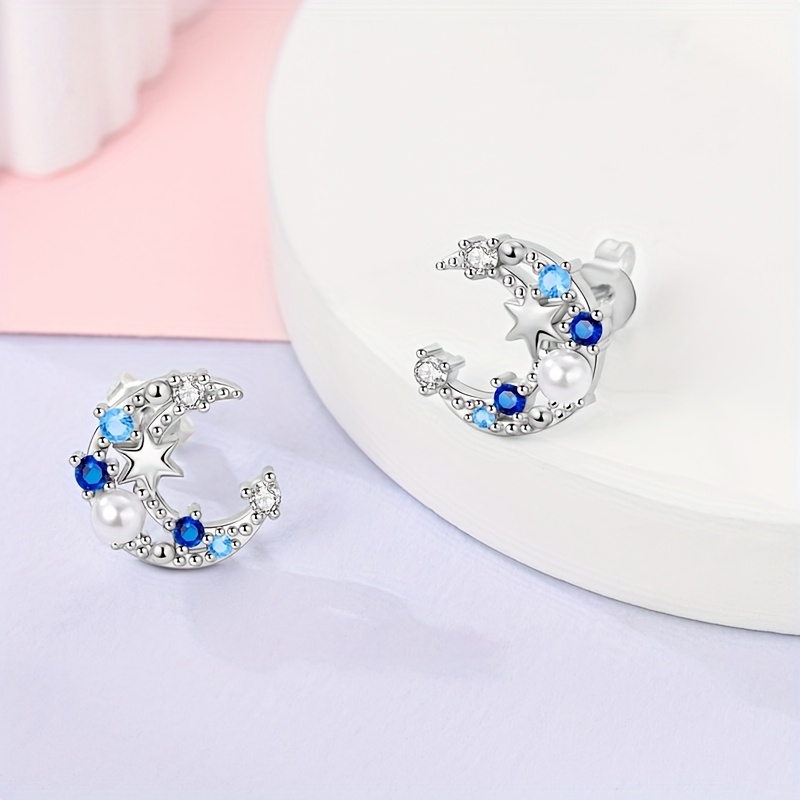 925 Silver Starry Moon Earrings And Style Jewelry Gift