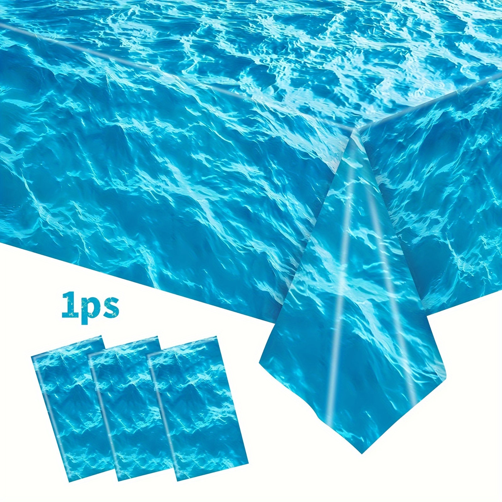 1 3pcs blue wave tablecloth durable paper tablecloth suitable for beach and pool themed events suitable for birthdays graduations and celebrations easy to set up and clean up the decor