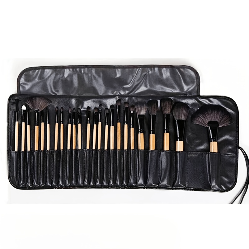 24pcs Women Professional Makeup Sets Cosmetics Brushes With Leather Bag Lip Brush Eye Shadow Brush Makeup Tools