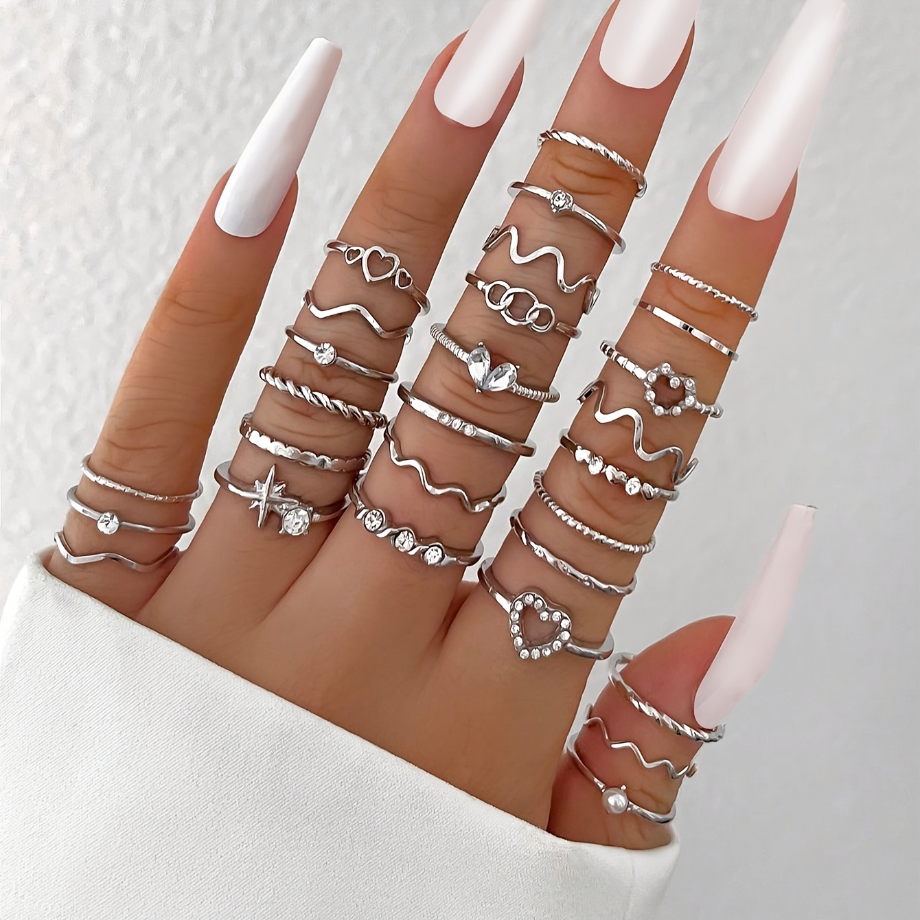 28pcs Boho Chic Women'S Ring Set Elegant Bohemian Style Alloy with  Accents, Geometric Daily Wear Gifting, Christmas Gift Set|Boho Chic 