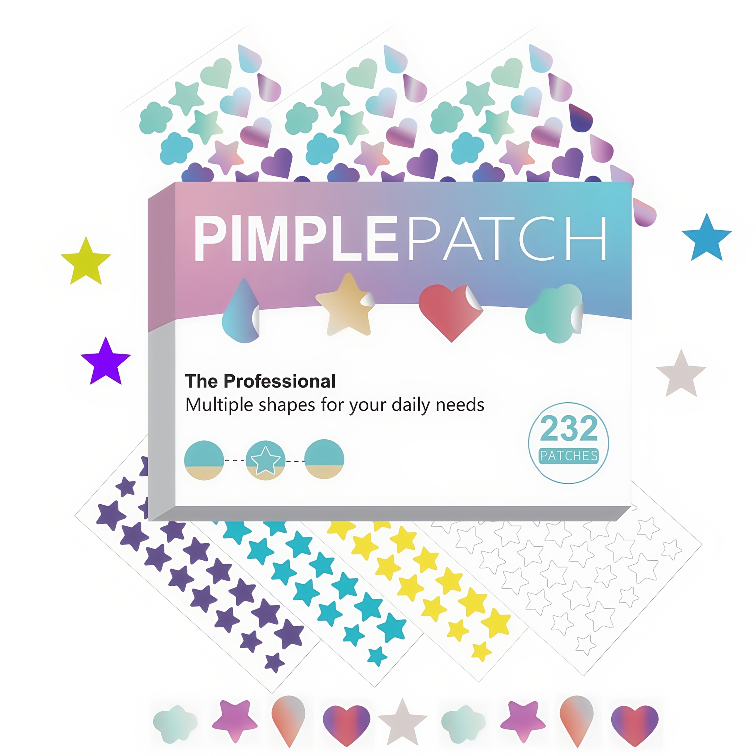 232pcs Pimple Stickers, 4 Sizes Hydrocolloid Stickers For Covering Blemishes And Pimples, Waterproof Invisible Spot Stickers For Face And Body