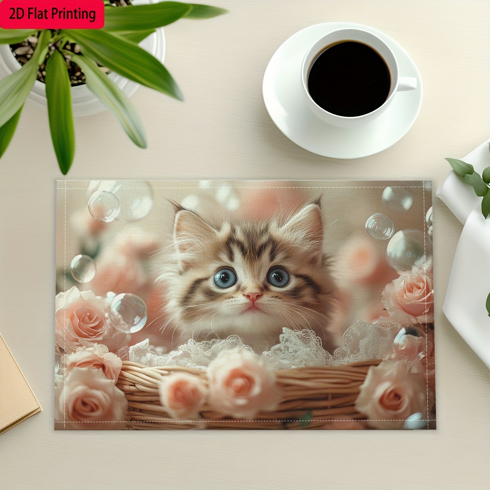 Set van 4 placemats met schattig katten design voor tafel_voghion.com