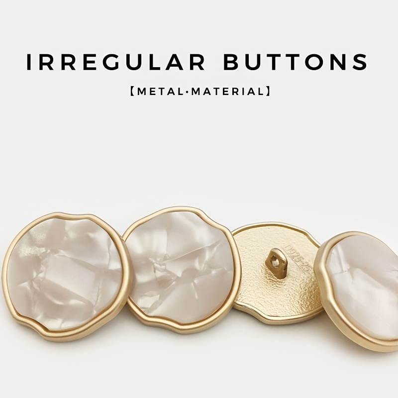 

10-pack Chupu Irregular -shaped Buttons, Golden Metal, Resin Front And Back, Elegant Fashion Sewing Accessories For Sweaters And Cardigans