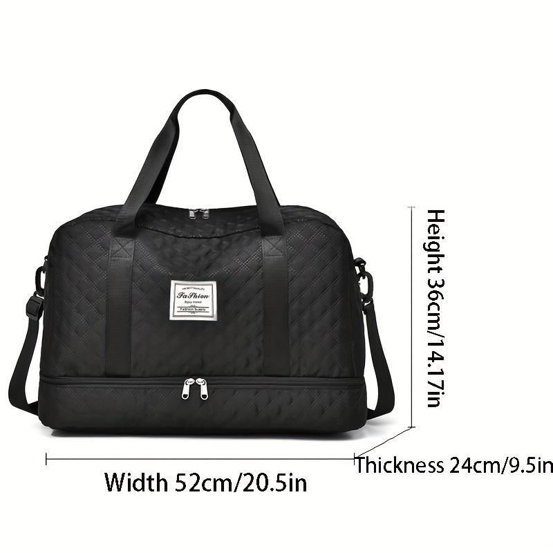 Gym Duffle Bag With Shoe Compartment & Wet Pocket - 15.7x8.7x8.7 Inch, Water-Resistant, 6 Pockets For Travel, Sports, Work