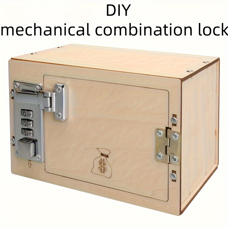 

Diy Wooden Combination Lock Box, Mini Mechanical Safe, Money Box, Home Security Theft Kit, Christmas, Halloween Gift, Includes Instructions