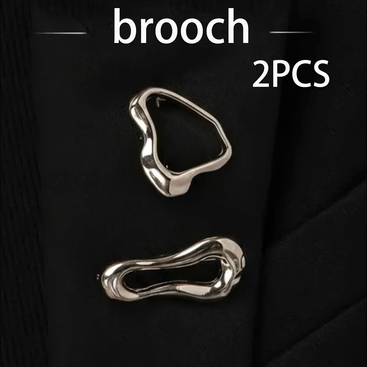 TEMU Conjunto de 2 broches plateados irregulares para mujer, broches de solapa de metal hueco minimalistas, broches geométricos estéticos para traje,