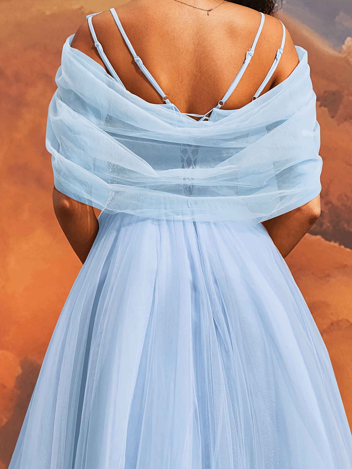 ankle length sweatshirt dress Tulle A-line V-neck Beach Wedding Dress With Lace, MW943 main image 0