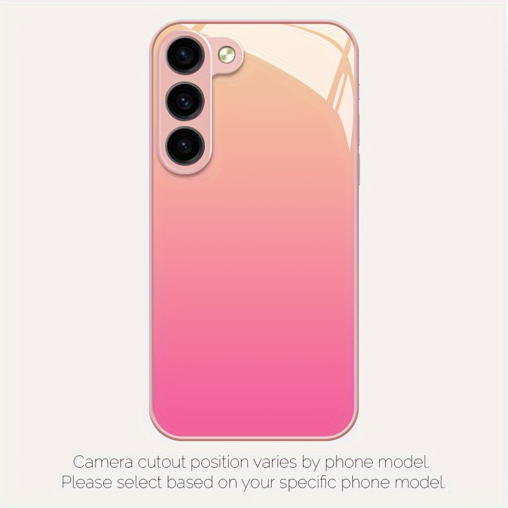 TEMU Phone Case - Gradient Pink 2 Macaron New Tempered Glass Phone Case For Galaxy S24/s24 Plus/s24 Ultra S23/s23 Plus/s23 Ultra、s22/s22 Plus/s22