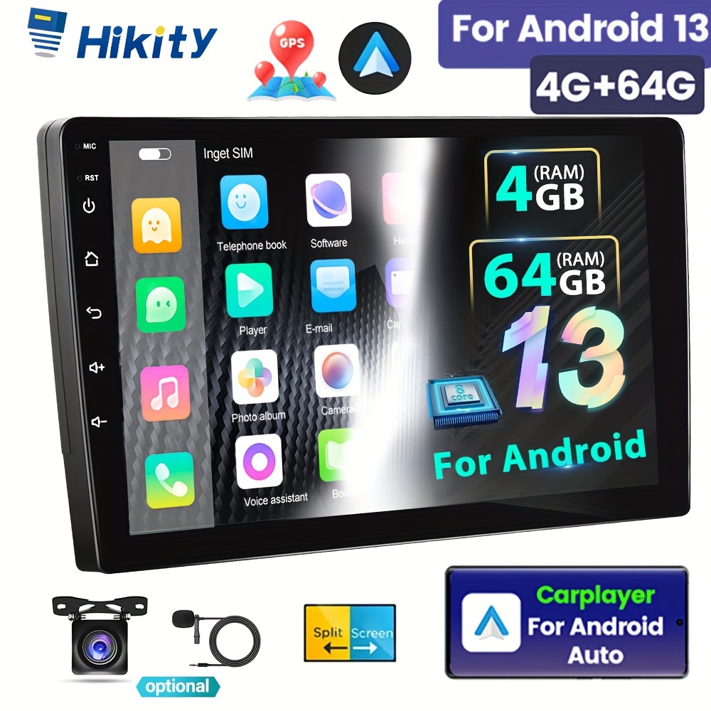 

Hikity 8 4g+64 Double Din For 13 Car Stereo Wireless Carplayer For Auto Autoradio, 9-inch Ips Touch Scren Car Radio +gps, Wifi, 32eq Dsp, 59 Ui Themes+ahd Backup Cam ()