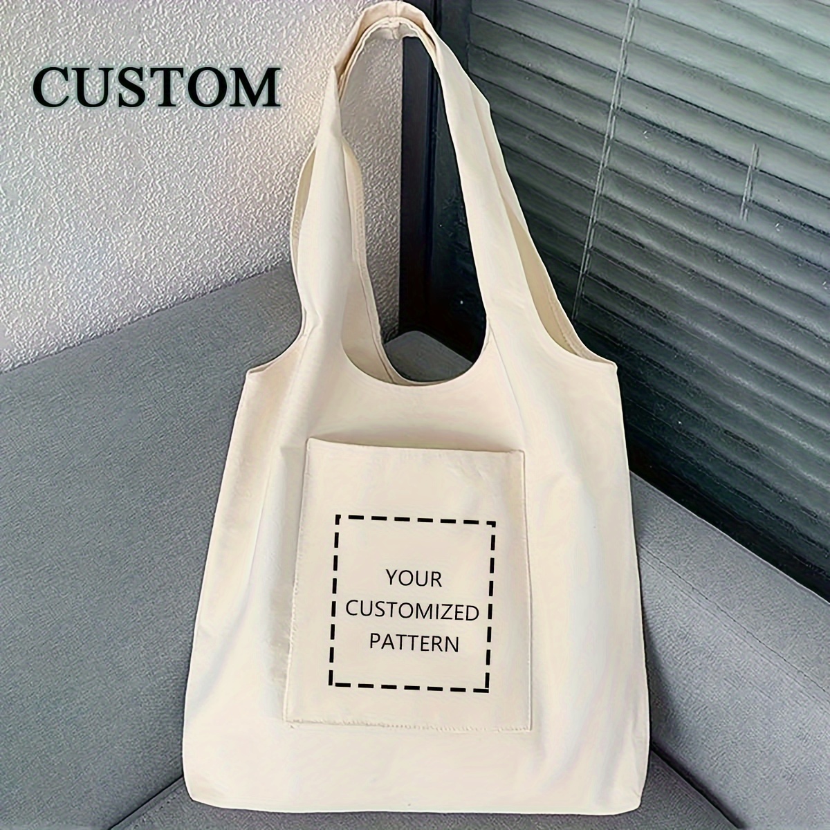 

Customizable Pattern Tote Bag: 30.5cm/11.8in X 5cm/1.97in, , Material, No Closure, Suitable For Shopping, Work, Or School