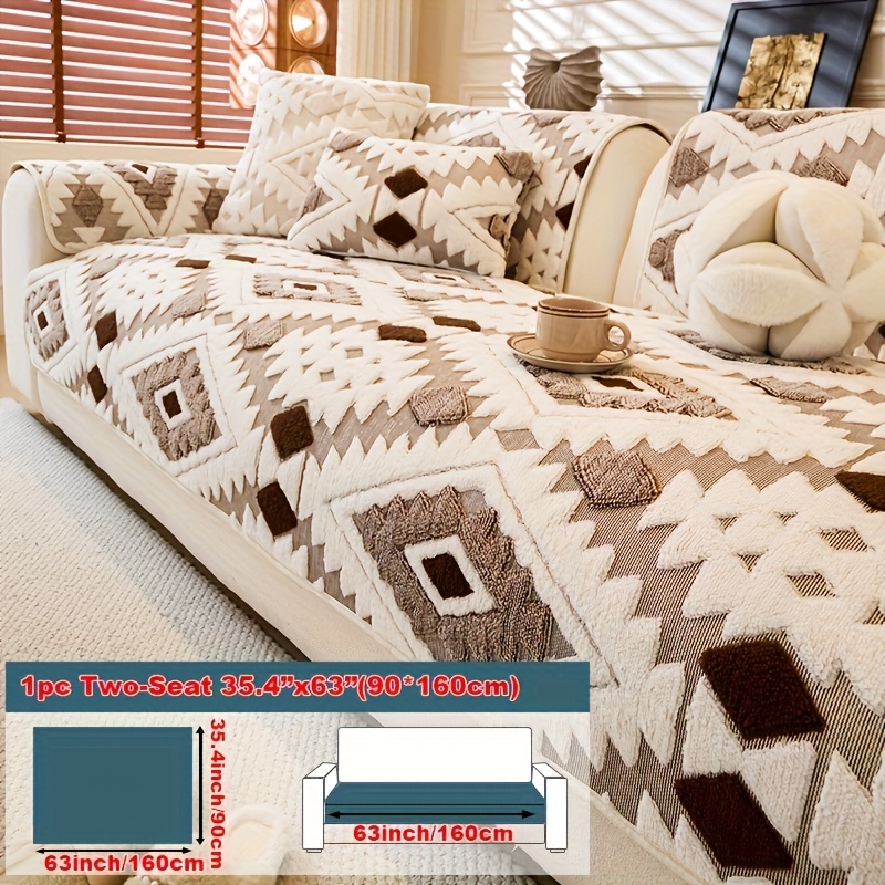TEMU 1pc Thickened Plush Sofa Cushion Compatible For Single/double/triple//sectional Sofas - Pet-friendly Non-slip Machine-washable Cover, Soft Plush