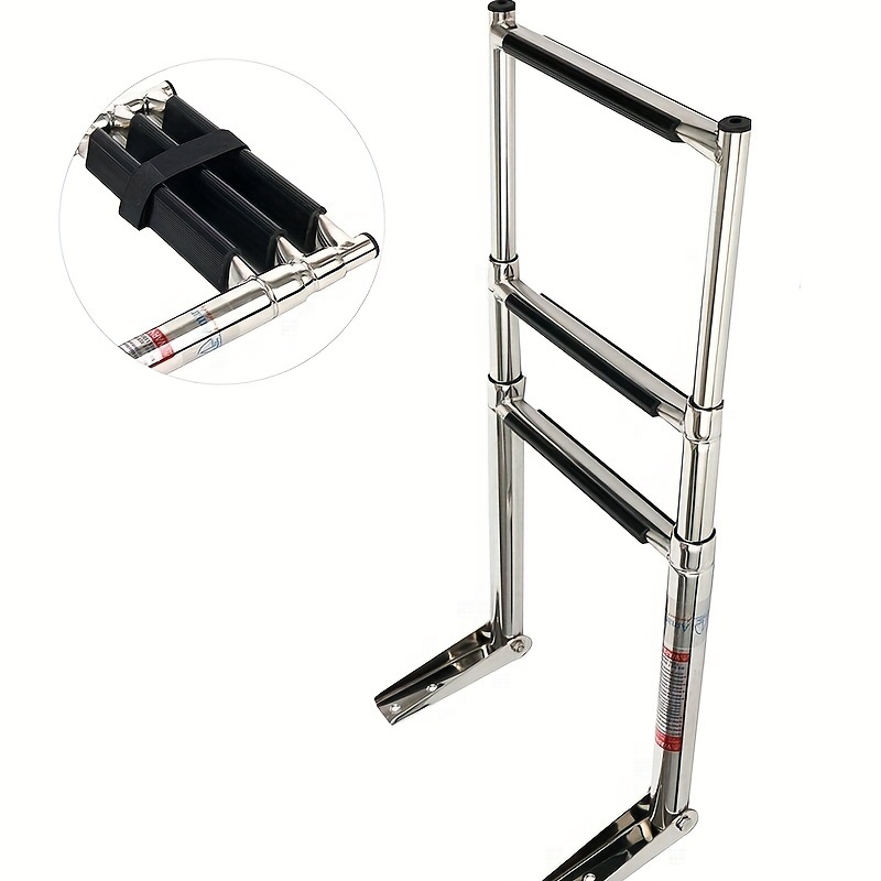 Stainless Steel Boat Ladder with Three Sections, Retractable Design