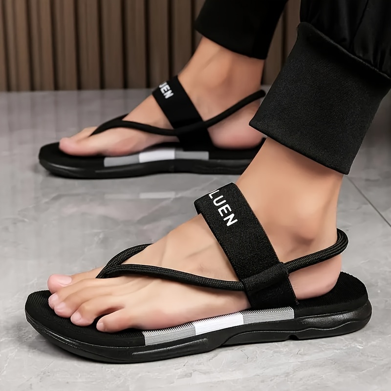 mens casual two way wear slide sandals slip on reversible design with navy red stripes breathable fabric upper cushioned eva insole for beach outdoor daily use Product details 5