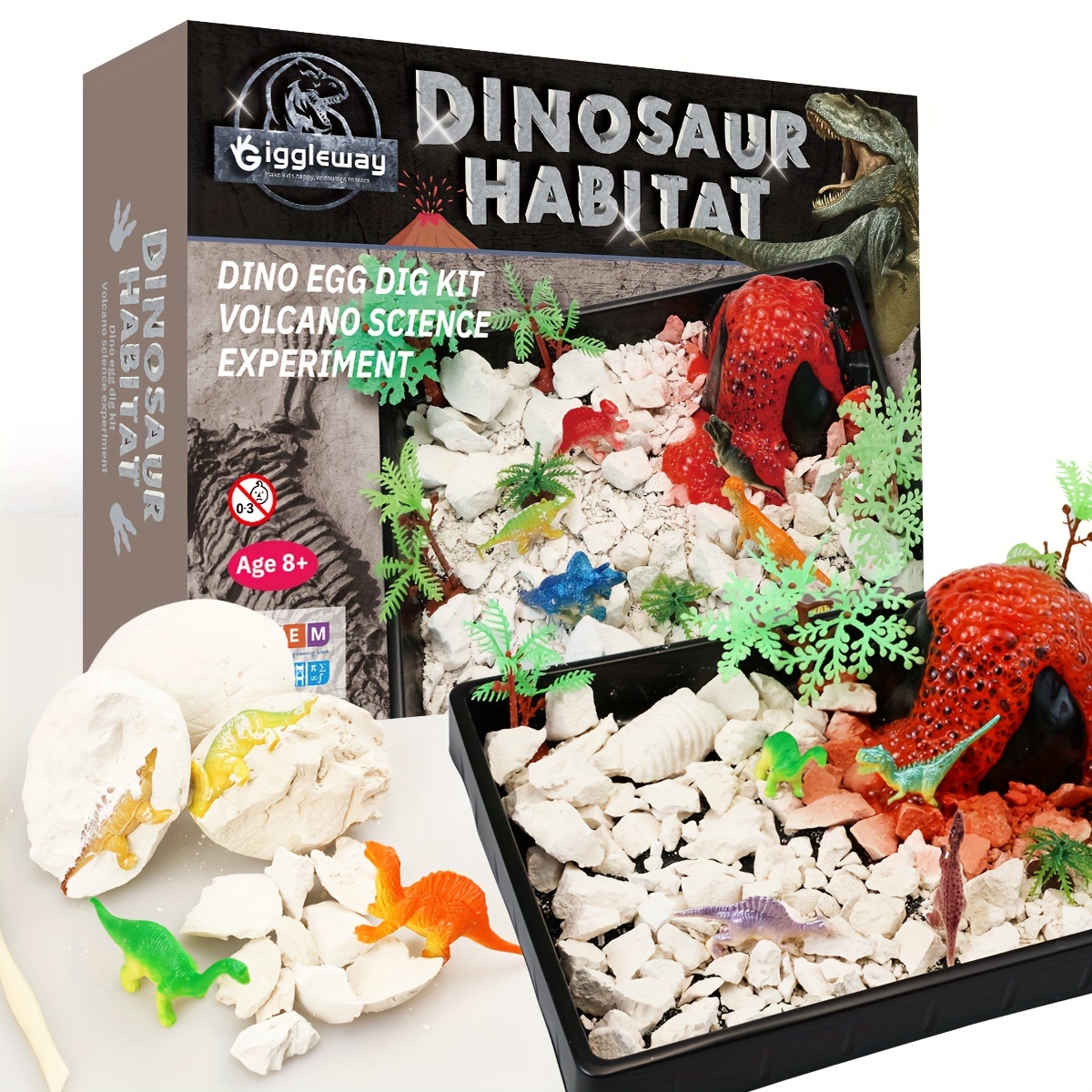 

Giggleway Create A Dinosaur Habitat With Dino Egg Dig Kit & Science Kit, Dinosaur Toys With Excavation Set, Science Experiment, Craft Toys For Boys And Girls