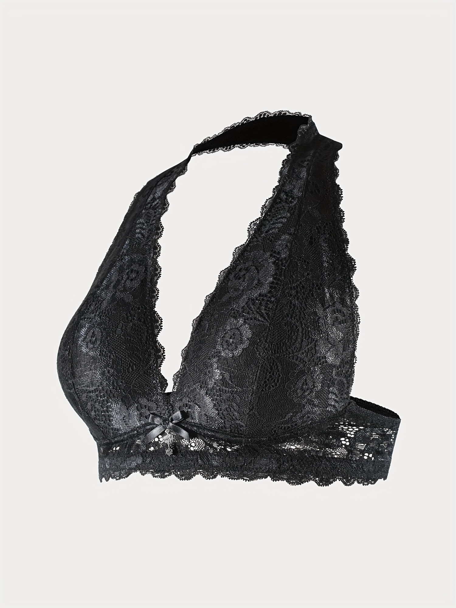 Cute Lace Wireless Bra Comfy Breathable Bow Knot Padded Bra - Temu Canada