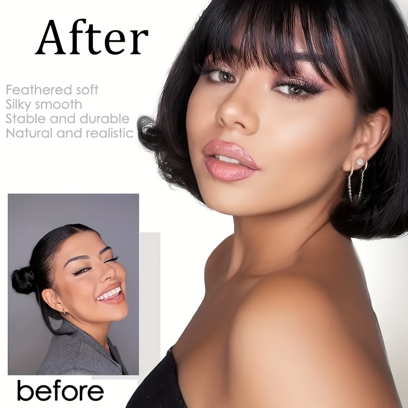1pc elegant straight synthetic hair extensions air anime bangs for women high temperature fiber invisible clip natural look durable   hair fringe details 2