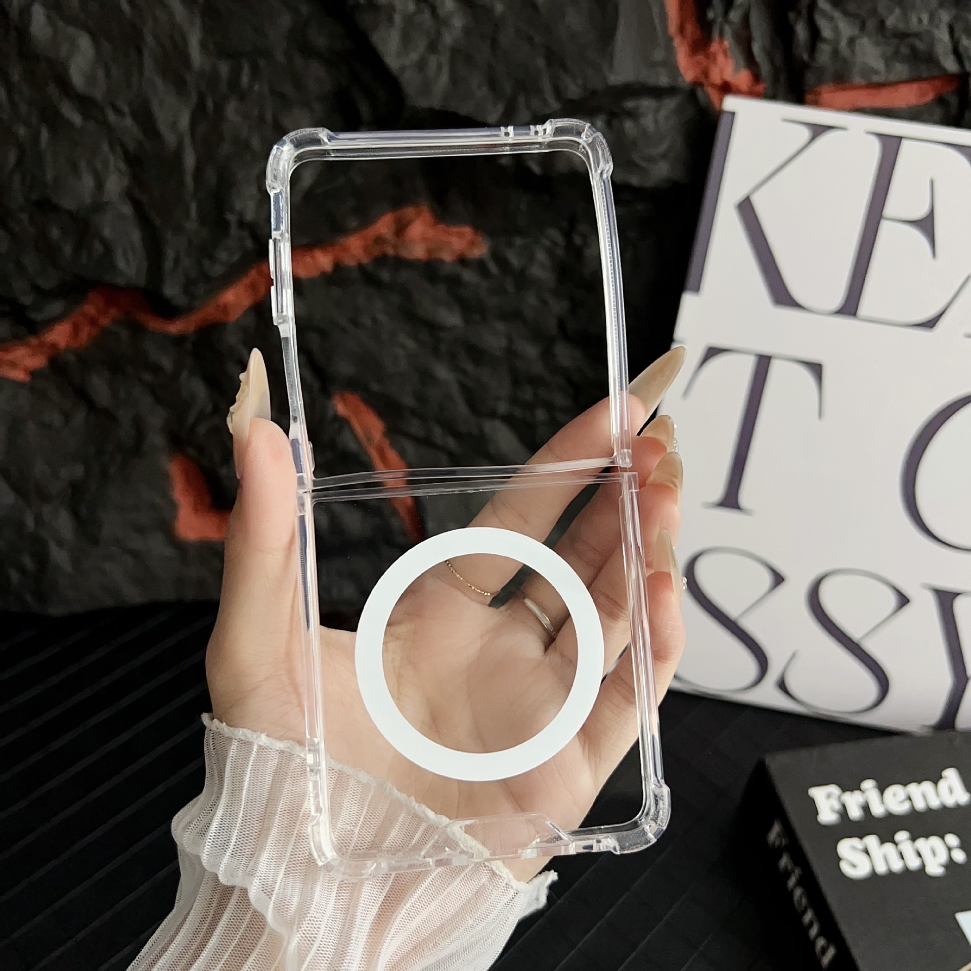 E-shop Handyhülle - . Neue Coole Klassische Transparente Magnetische Handyhülle Stoßfest Transparente HD Schutzhülle PC Anti-Rutsch Anti-Fall Design