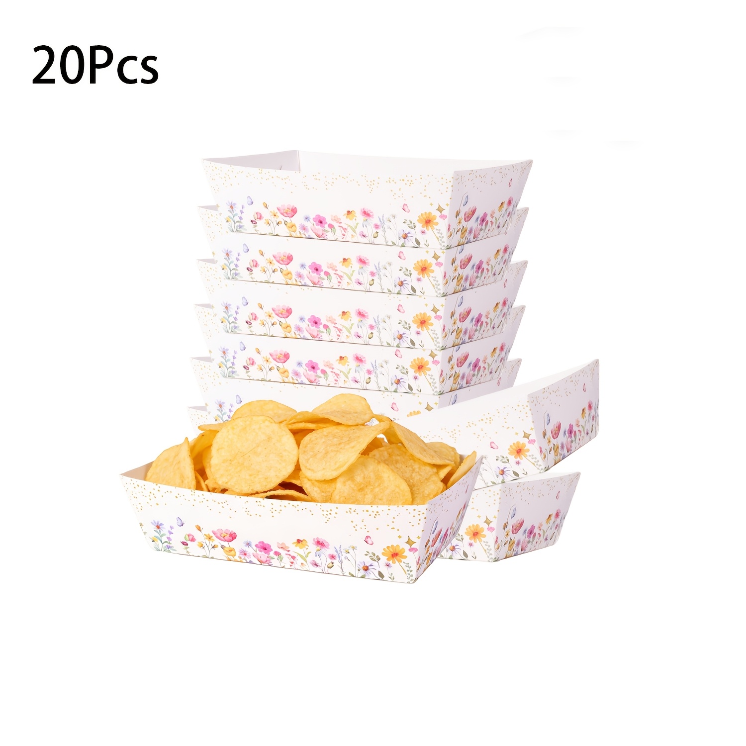 E-shop 10 Stück/20 Stück/50 Stück, Frühlings-Party-Frittierboxen mit Blumen- Sternenmuster, Papier-Popcornboxen für Partys im Wildblumen-Thema,
