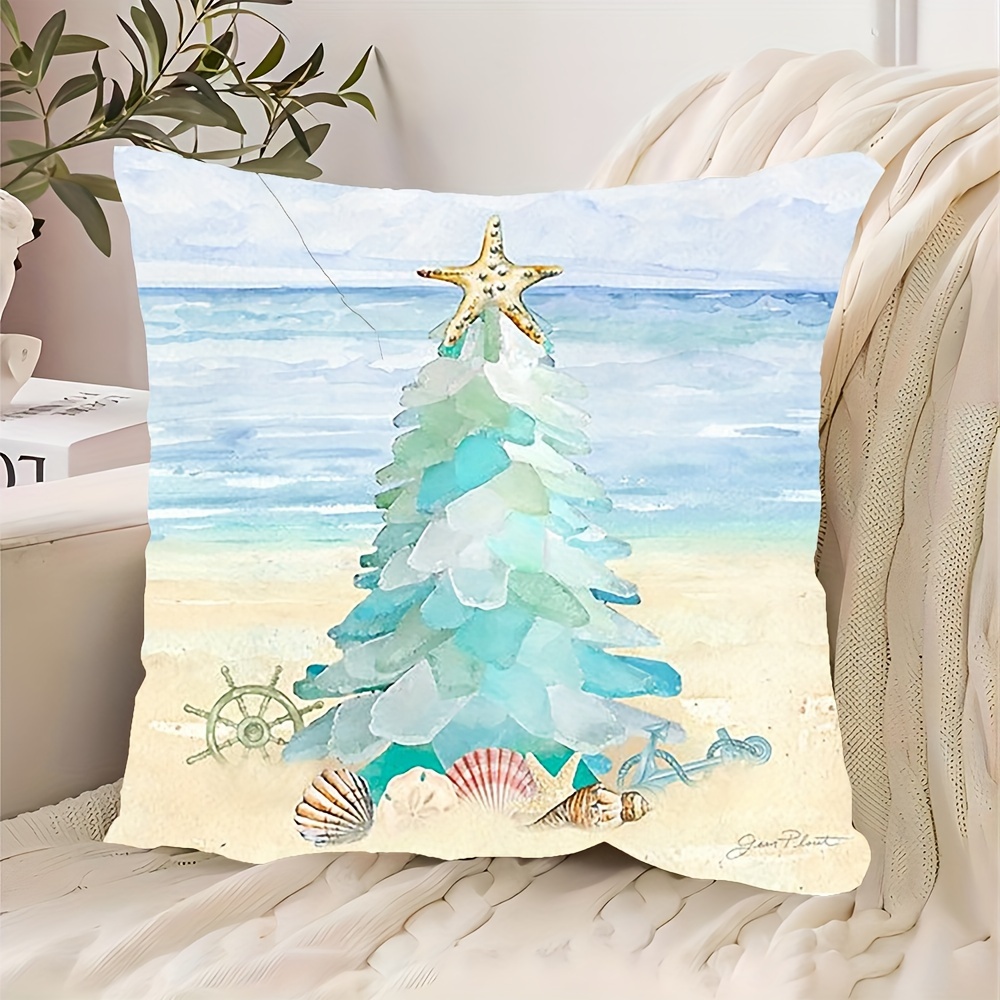 

Christmas Tree 18x18" Polyester - For Sofa, & Bedroom Decor, , Zip