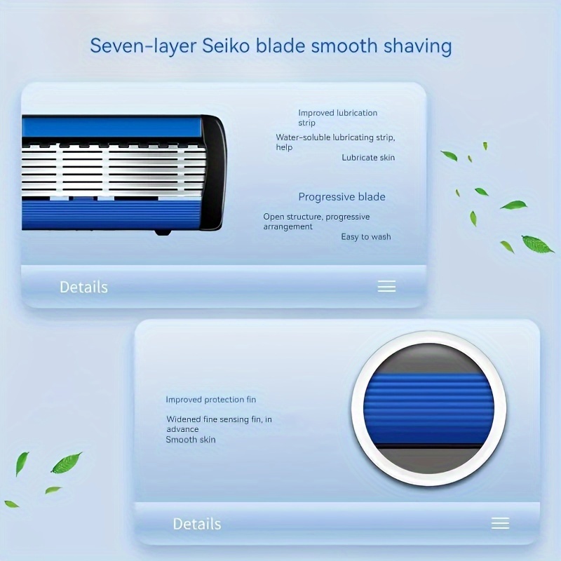 Men's Beard Shaver - 6-Layers Blades, Non-Slip Handle, Replacement Blades Included, Efficient Men's Shaving Tool