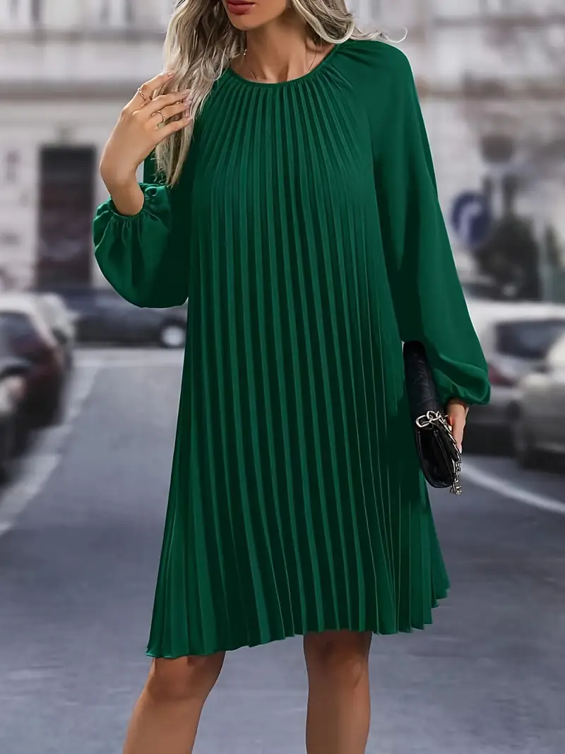 dark green long sleeve shift dress Lafayette 148 New York Women's Paloma Seamed Dress - Spruce