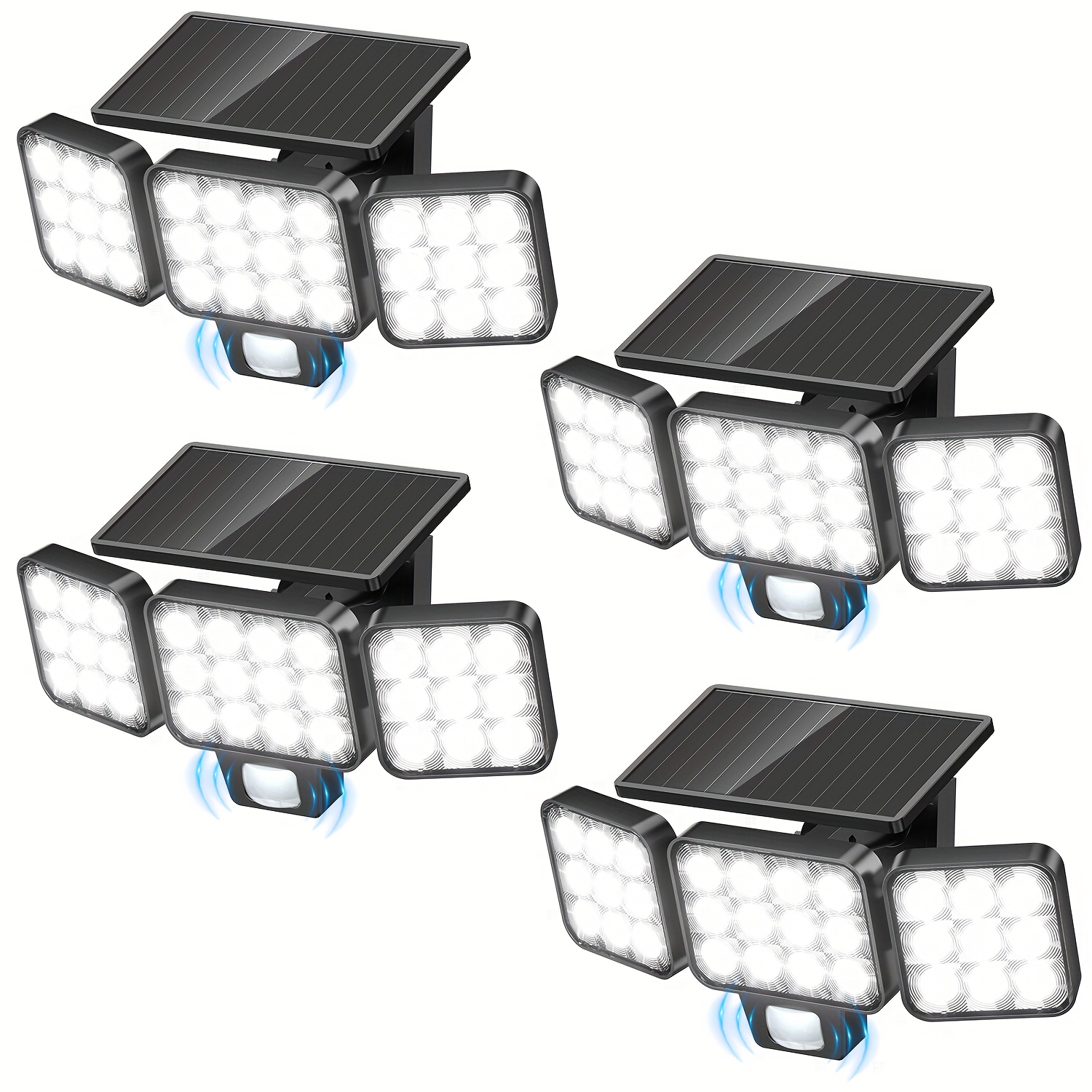 Image of 1/2/4 Pack 3 Head Motion Sensor Solar Lights Outdoor, White & Black Colars, 3 Linghting , 270° Wide Angle Solar Street Area Lights, Ipx5 Solar For Outdoor