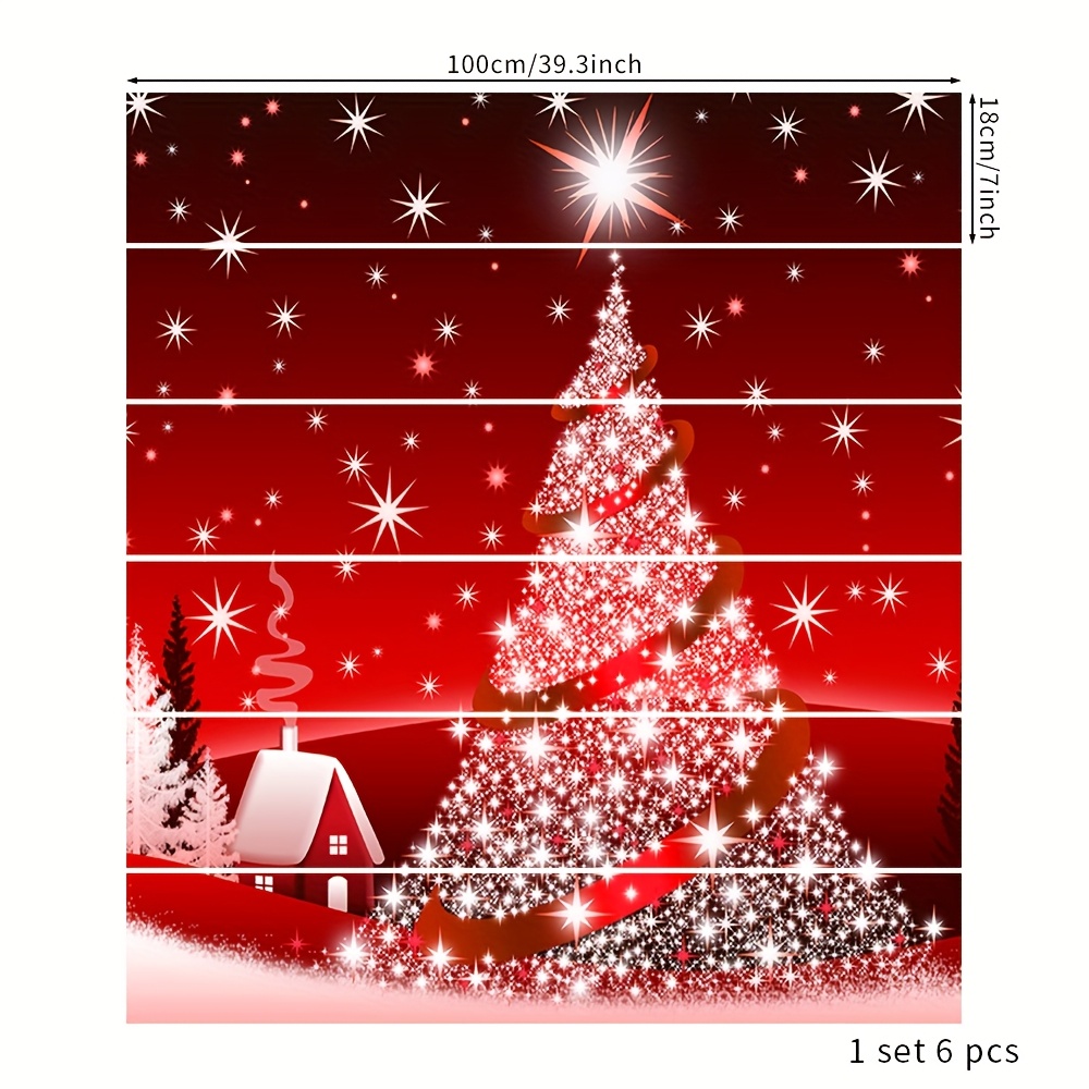 TEMU 1 Set Of Stair Decals, Christmas Waterproof Self-adhesive Removable Pvc Decorative Stickers, Warm Christmas Tree Star Snow Scene House Pattern
