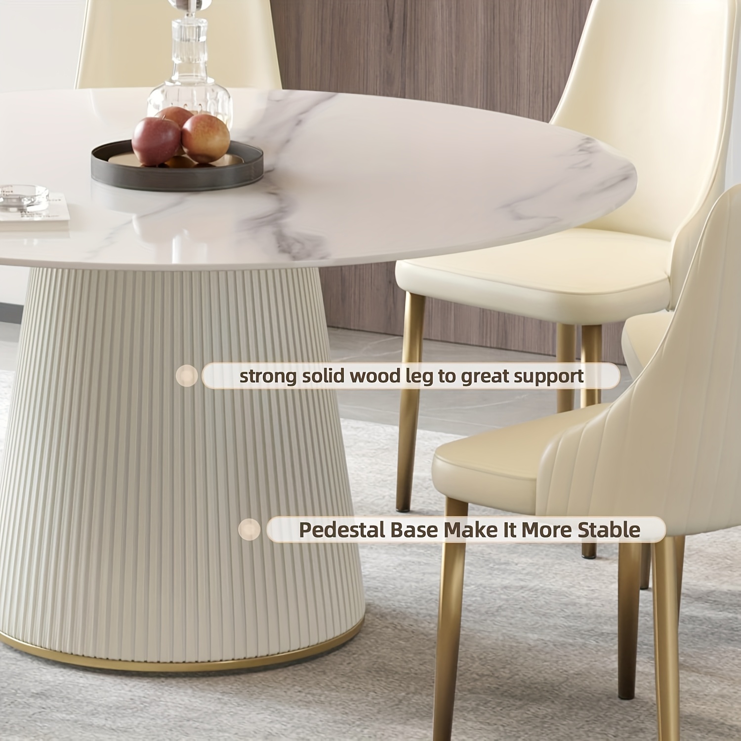53   table suitable for 6 8 people table only chairs not included   dining rooms or kitchens featuring a glossy sintered stone top and a beige solid wood base ideal for restaurants as well Product details 9