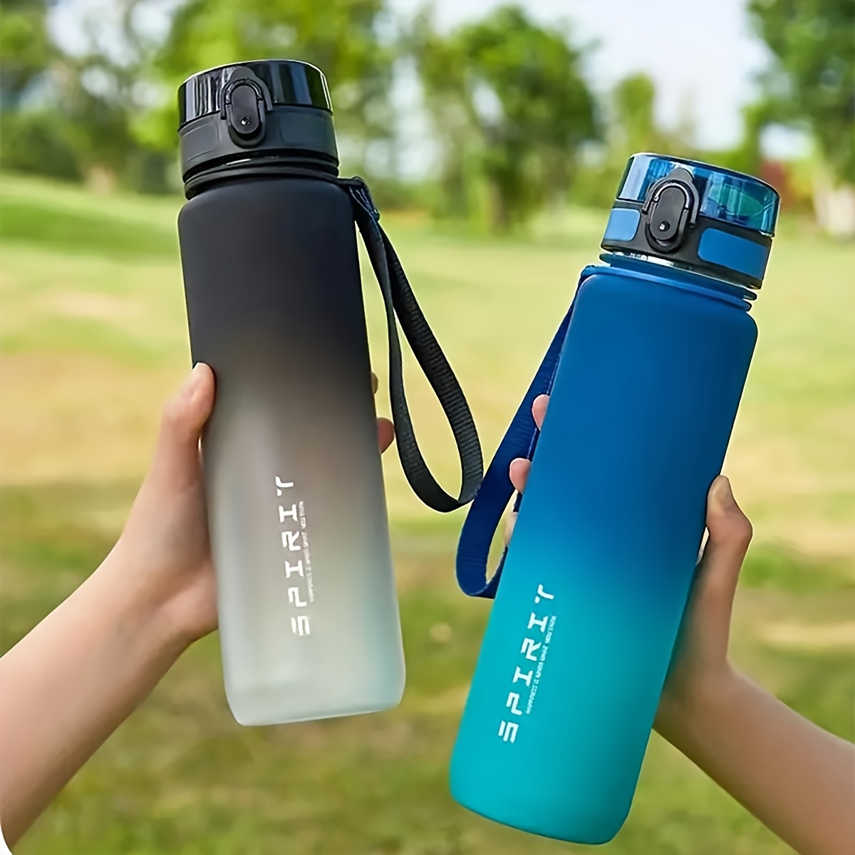 

1pc Gradient Bottle 1000ml//600ml, Leak-proof, Time-capacity , Pvc-free Pc Material, Ideal For Outdoor, Running, Cycling, Gym, Climbing, Valentine's Day, Christmas, New Year Gift