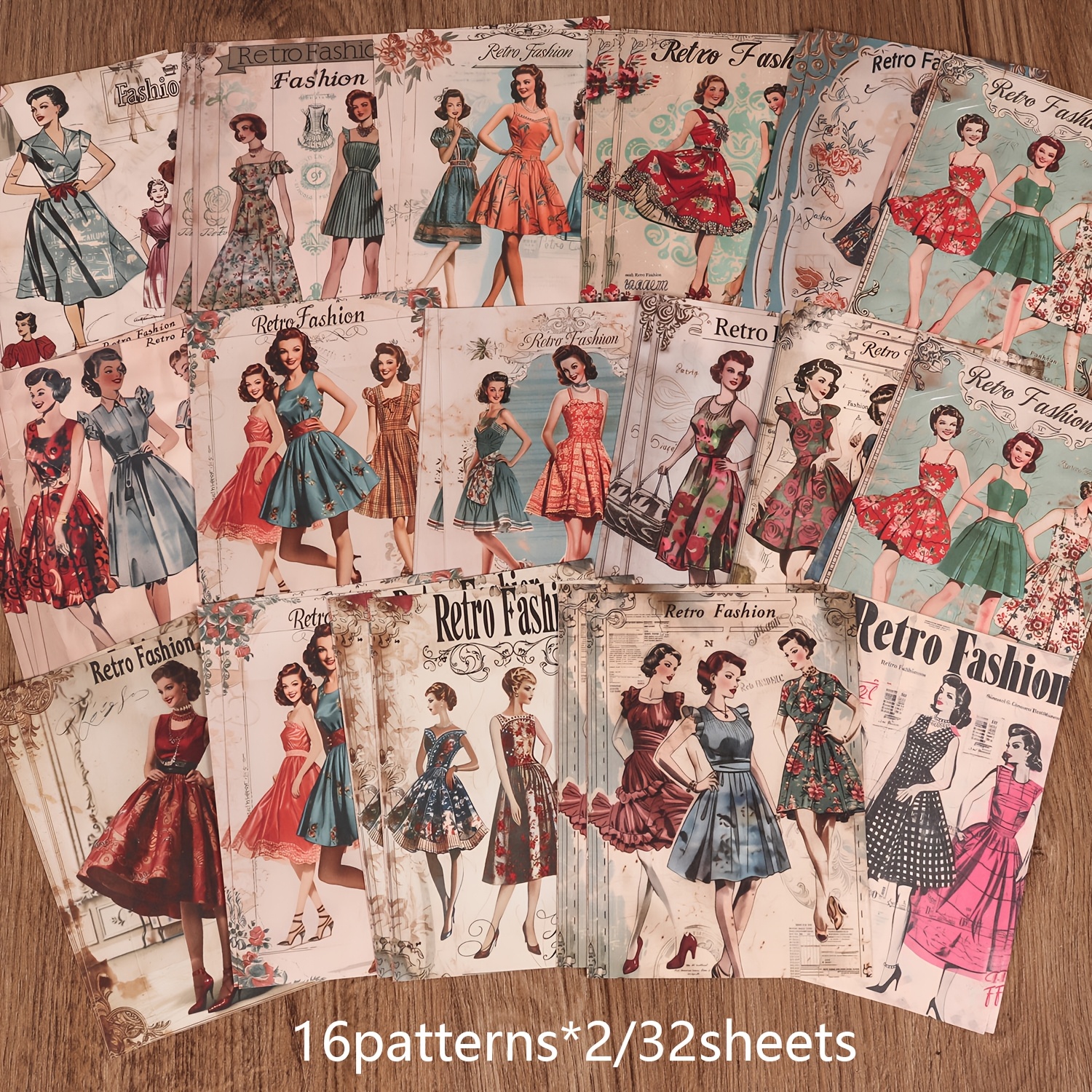 32pcs/32sheets Jai Iman Vintage 1950s Fashion Girl Decoupage Paper - Retro 50s Suitable For Craft, Scrapbooking Supplies, Diy Collage, Card Making, Notebook Covers & Picture Frame Decoration