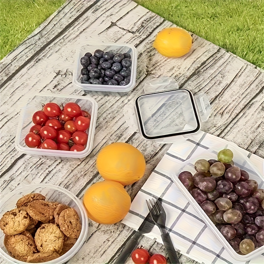 Conjunto de 8 Peças (4 Tampas + 4 Recipientes) de Recipientes Transparentes Empilháveis para Armazenamento de Alimentos 6