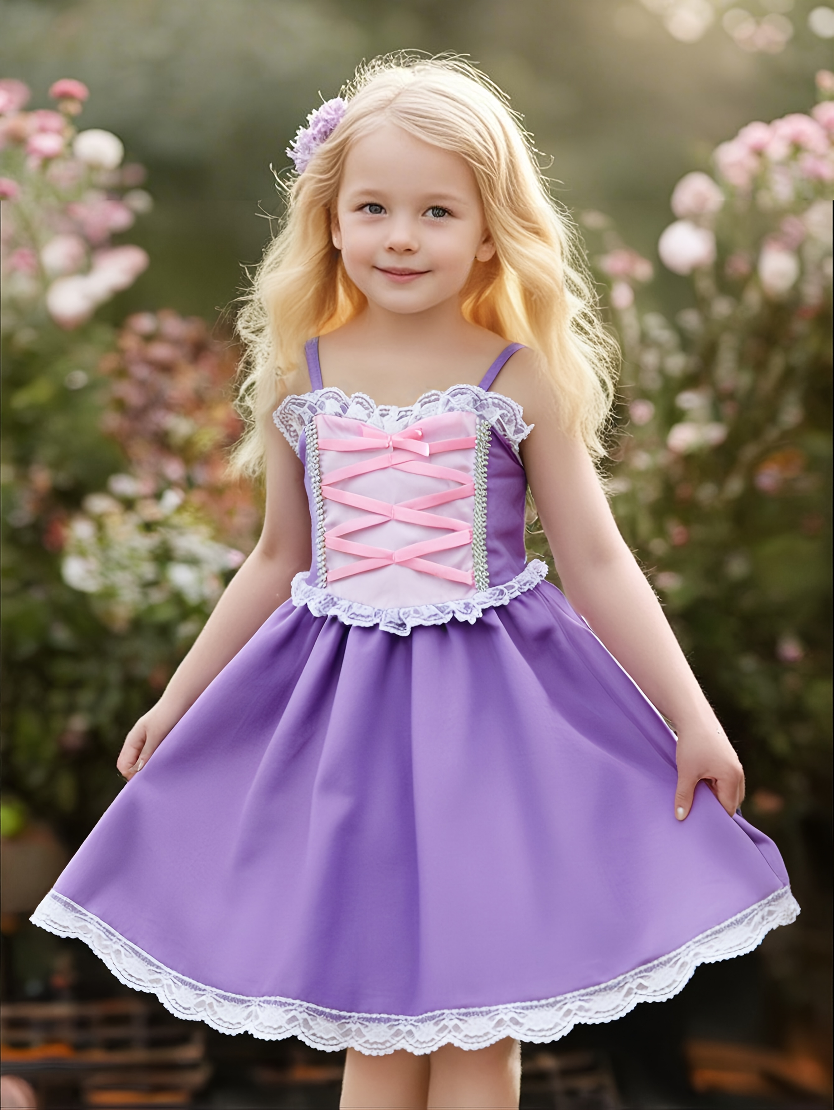 strapless open back dress Gradient Bow Princess Dress main image 1