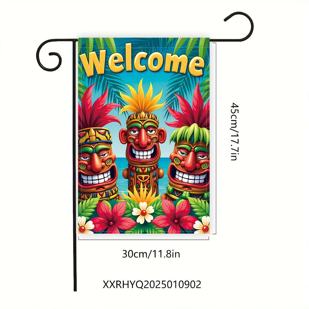 TEMU 2d Flat, [jit] 1pc 2d Flat, Hawaiian Garden Flag, 45cm * 30cm/17.7 Inches * 11.8 Inches, Flag, Double-sided Polyester Outdoor Festival
