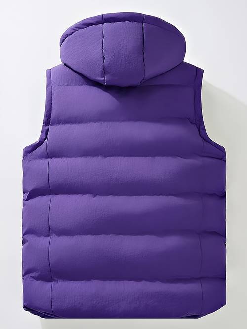 mens warm hooded vest jacket with zipper pockets soft and comfortable new autumn winter plush lined thickened style outer wear for winter core body warm suitable for casual travel and sports scenes