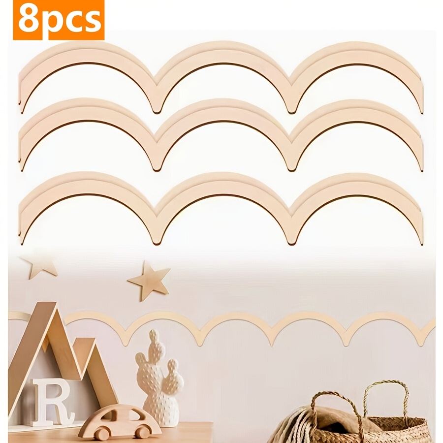 TEMU Ensemble de 8 pièces de grandes portes décoratives en bois d'éventail à rayures, pour portes, tables, murs, étagères, décoration intérieure,